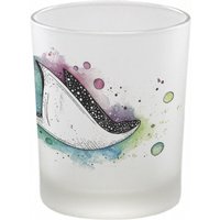 Windlicht [Handbedruckt] | »Space Rochen« Teelicht Kerzenhalter Kerzenglas von Ligarti