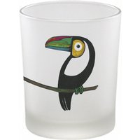 Windlicht [Handbedruckt] | »Tukanpaar« Teelicht Kerzenhalter Kerzenglas von Ligarti