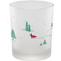 Windlicht [Handbedruckt] | »Winterfüchse« Teelicht Kerzenhalter Kerzenglas von Ligarti