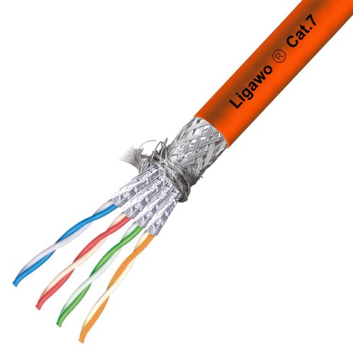 Ligawo CAT 7 Verlegekabel Netzwerkkabel LAN Kabel 35m Ring Simplex 1000MHz CAT7 S/FTP GHMT Zertifiziert Orange Netzwerk Installationskabel Datenkabel von Ligawo