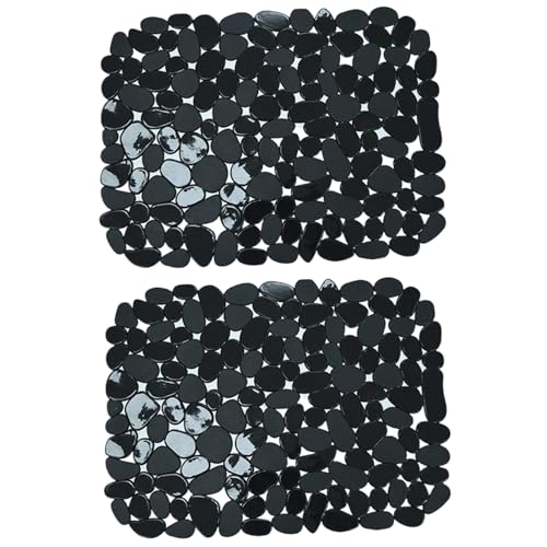 2pcs Küchenspüle Matte, nicht rutsches PVC-Spüle Protektor 12x15.6 Hitzebeständige Matten und Beschützer für Edelstahl- oder Porzellanschale Trocknungsmatte, schwarzer Matt für Küche von Ligeinsrk