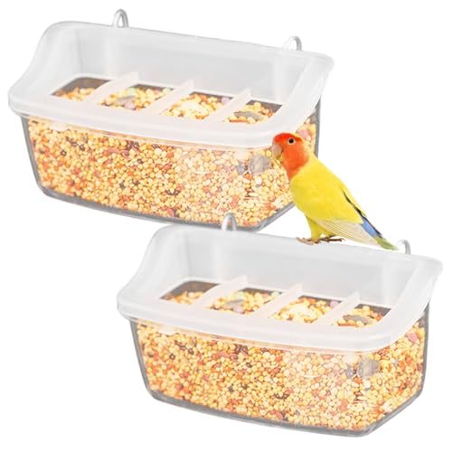 2pcs Vogelhäuschen für Käfig, 4-Gitter-transparentes Plastik ohne Mess Vogelfutterhäusch von Ligeinsrk