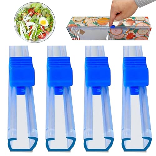 4pcs Plastikwrapschneider, selbstklebender Zwei-Wege-Klingel-Wickel mit Gleitschneider, wiederverwendbarer Kunststoffspender, der 13 Zoll breit geeignet ist, mit einer Folie Cu klammern von Ligeinsrk