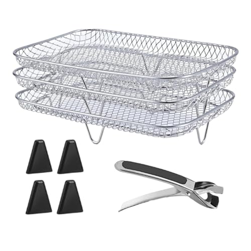 8pcs/Set Air Fryer Rack 3 Schicht Fine Mesh Rechteck Air Fryer Edelstahl Korb leicht zu reinigen Cooking Rost -Ständer Zubehör für Grill, Ofen, Zubehör von Ligeinsrk