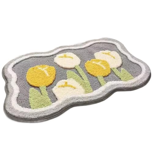 Blumenmattenmatten wolkenförmige 16x24 Zoll niedliche Badematte stark absorbierende Trottel Imitation Kaschmir mit nicht rutschfestem Rückenweicher komfortabler Teppich für Zuhause, Hotel niedlich von Ligeinsrk