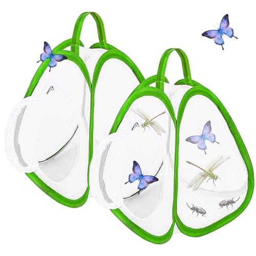 Butterfly Habitat 2pcs 8.8x8x10 Atmungsaktives faltbares Fine Mesh Butterfly Cage mit Griff und Reißverschluss für Kinder beim Spielen draußen von Ligeinsrk