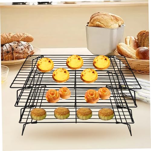 Cookie-Kühlregal, 16 x 10 Zoll 3-stapelbares Backkühlregal mit faltbaren Stützfüßen, wärmefestes Kohlenstoffstahlkochblech von Ligeinsrk