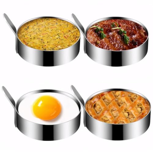 Eierring 4pcs 2, 95 runde Edelstahl Eierform Nicht-Stick-polierter Wilderer mit Griff Home Restaurant Café Maker für Braten Eierform von Ligeinsrk