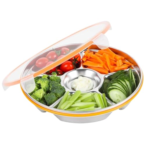 Ligeinsrk Divide Serving Tablett mit Deckel 6 Fächer Snack Tablett luftdicht versiegelte Gemüse Edelstahl Snacks -Box -Behälter für Partyplatten -Vorspeisen, Desserts, Snacks, geteiltes Portieren mit Ligeinsrk Divide Serving Tablett mit Deckel 6 Fächer Snack Tablett luftdicht versiegelte Gemüse Edelstahl Snacks -Box -Behälter für Partyplatten -Vorspeisen, Desserts, Snacks, geteiltes Portieren mit von Ligeinsrk