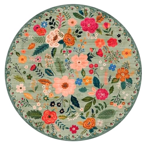 Ligeinsrk Runder Blumenteppich, 4 Fuß weich bequemer runder Teppich, Nicht schlupfbarer Boho -Teppich für Schlafzimmer, Kinderzimmer, Eingangsanlage, Büro, Fläche Teppiche 4ft von Ligeinsrk
