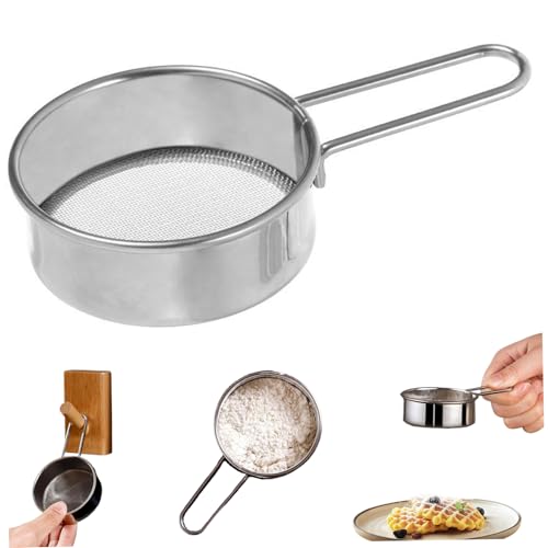 Mehl Sifter 304 Edelstahl -Mini -Sifter mit langem Griff, feines Netzsieb zum Backen, Pulver, Zucker- und Kaffee -Pasta -Teesieb, Durchmesser von 2, 5 Zoll, Mini von Ligeinsrk