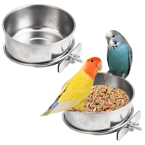 Vogelkäfig -Feeder 2PCS 4x2 Schraubhalterung Edelstahl Vogelhäuschen für Käfig Easy Waschmittel und Wasserschalen für Sitticheet Cockatiels von Ligeinsrk