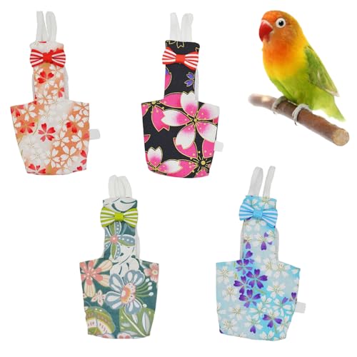 Vogelwindel, 4pcs niedlich wiederverwendbarer Taube Windel Mode praktischer Fluganzug mit Bogen für Sittich Cockatiel mini -Main, Haustierkleidung Vogelwindel, 4pcs niedlich wiederverwendbarer Taube Windel Mode praktischer Fluganzug mit Bogen für Sittich Cockatiel mini -Main, Haustierkleidung von Ligeinsrk