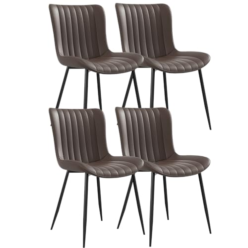 Lighluxy Braune Esszimmer-PU-Esszimmerstühle, 4er-Set – Moderne Kunstleder-Sessel Lighluxy Braune Esszimmer-PU-Esszimmerstühle, 4er-Set – Moderne Kunstleder-Sessel von Lighluxy