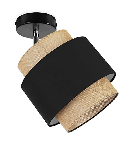 Light-Home Boho Deckenbeleuchtung - Rattan Lampe - Deckenlampe Industrial für Wohnzimmer Schlafzimmer und Esszimmer - Pendelleuchte aus Metall und Stoff - 1-Flammig - Schwarz und Jute Light-Home Boho Deckenbeleuchtung - Rattan Lampe - Deckenlampe Industrial für Wohnzimmer Schlafzimmer und Esszimmer - Pendelleuchte aus Metall und Stoff - 1-Flammig - Schwarz und Jute von Light Home LH