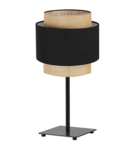 Light-Home Boho Lampenschirm Tischlampe Modern - Elegante Nachttischlampe für Schlafzimmer Wohnzimmer - Tischleuchte E27-47,5x20 cm - Schwarz und Jute von Light Home LH