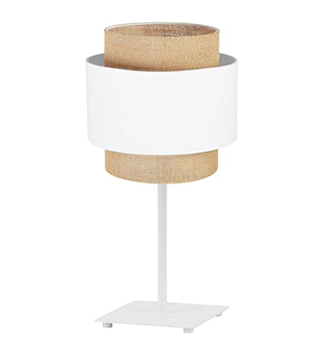 Light-Home Boho Lampenschirm Tischlampe Modern - Elegante Nachttischlampe für Schlafzimmer Wohnzimmer - Tischleuchte E27-47,5x20 cm - Weiß und Jute von Light Home LH