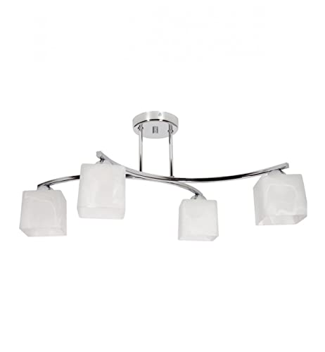 Light-Home Canis Deckenbeleuchtung Lampen Deckenlampen - Deckenlampe Industrial für Wohnzimmer Schlafzimmer und Esszimmer - Pendelleuchte Glas mit Metall 4-Flammig - Chrom von Light Home LH