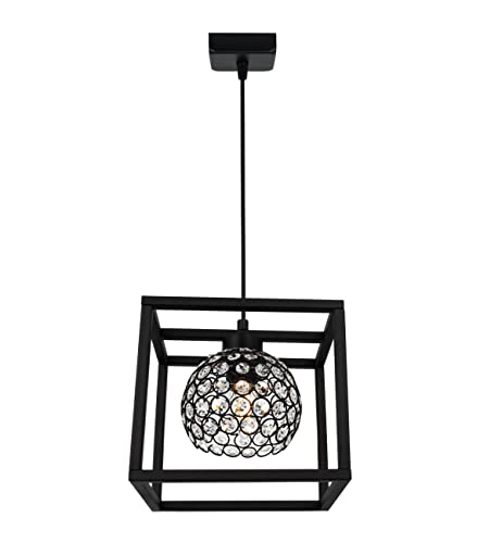 Light-Home Crystal Cage Hängelampe - Deckenlampe für Wohnzimmer Schlafzimmer und Esszimmer- Pendelleuchte aus Metall und Glas - E27 - Schwarz - 1-Flammig von Light Home LH