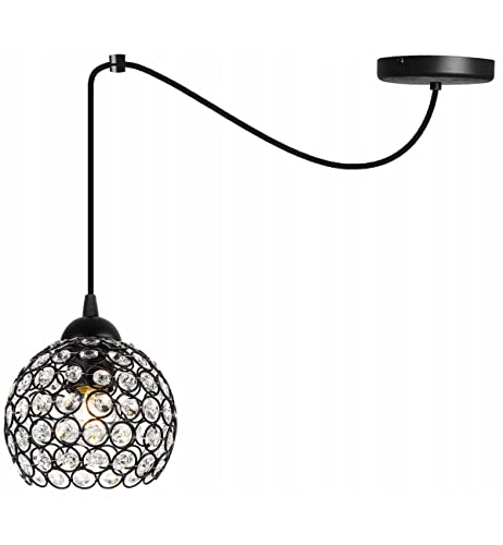 Light-Home Crystal Spider Hängelampe - Hängeleuchte in Spinnenform - Deckenlampe für Wohnzimmer Schlafzimmer und Esszimmer – Spinne Lampe mit 1 Kopf - Pendelleuchte aus Metall und Glas - E27 - Schwarz von Light Home LH