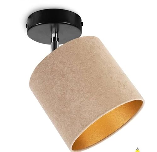 Light-Home Deckenbeleuchtung - Lampen Deckenlampen Milan Sammlung - Deckenlampe Industrial aus Metall und Stoff - Wandlampen 1-Flammig - Durchmesser 15cm - Beige mit Schwarz von Light Home LH