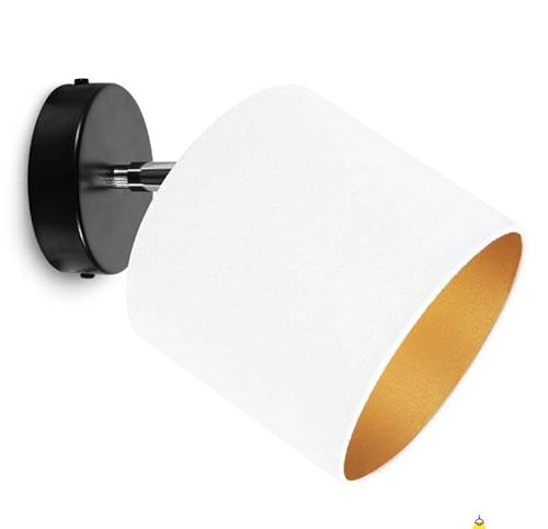 Light-Home Deckenbeleuchtung - Lampen Deckenlampen Milan Sammlung - Deckenlampe Industrial aus Metall und Stoff - Wandlampen 1-Flammig - Durchmesser 15cm - Weiß mit Schwarz von Light Home LH