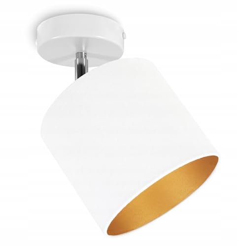 Light-Home Deckenbeleuchtung - Lampen Deckenlampen Milan Sammlung - Deckenlampe Industrial aus Metall und Stoff - Wandlampen 1-Flammig - Durchmesser 15cm - Weiß mit Weiß von Light Home LH