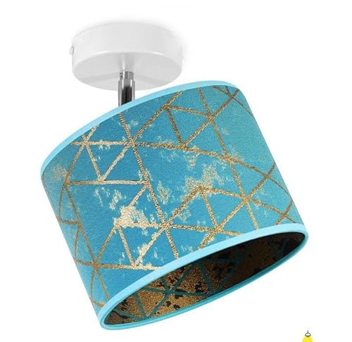 Light-Home Deckenbeleuchtung - Lampen Deckenlampen Milan Sammlung - Deckenlampe Industrial aus Metall und Stoff - Wandlampen 1-Flammig - Durchmesser 20cm - Blau Gold mit Weiß von Light Home LH