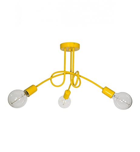 Light-Home Edison Deckenbeleuchtung Lampen Deckenlampen - Deckenlampe Industrial für Wohnzimmer Schlafzimmer und Esszimmer aus Metall - Pendelleuchte 3-Flammig - Gelb von Light Home LH