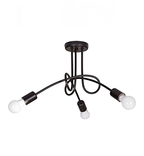Light-Home Edison Deckenbeleuchtung Lampen Deckenlampen - Deckenlampe Industrial für Wohnzimmer Schlafzimmer und Esszimmer aus Metall - Pendelleuchte 3-Flammig - Schwarz von Light Home LH