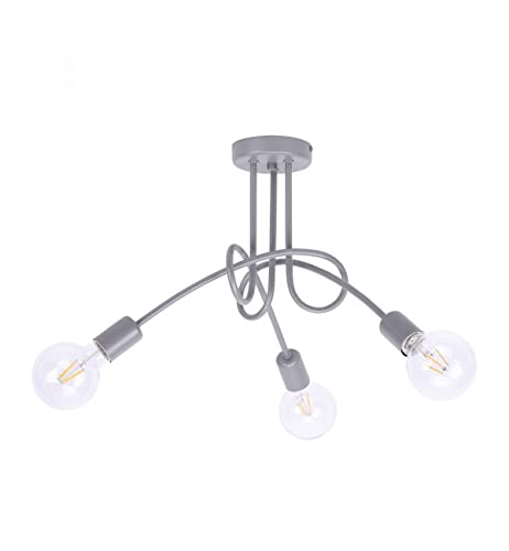 Light-Home Edison Deckenbeleuchtung Lampen Deckenlampen - Deckenlampe Industrial für Wohnzimmer Schlafzimmer und Esszimmer aus Metall - Pendelleuchte 3-Flammig - Zement von Light Home LH