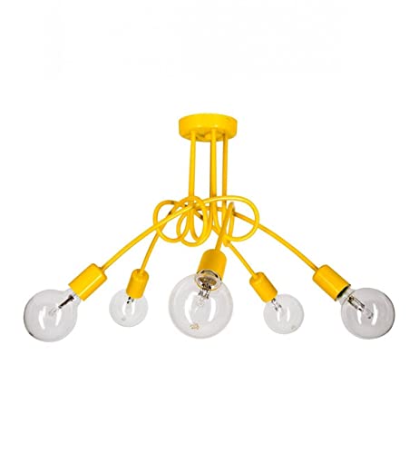 Light-Home Edison Deckenbeleuchtung Lampen Deckenlampen - Deckenlampe Industrial für Wohnzimmer Schlafzimmer und Esszimmer aus Metall - Pendelleuchte 5-Flammig - Gelb von Light Home LH