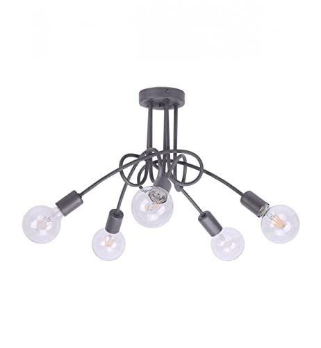 Light-Home Edison Deckenbeleuchtung Lampen Deckenlampen - Deckenlampe Industrial für Wohnzimmer Schlafzimmer und Esszimmer aus Metall - Pendelleuchte 5-Flammig - Graphit mit Glitzer Light-Home Edison Deckenbeleuchtung Lampen Deckenlampen - Deckenlampe Industrial für Wohnzimmer Schlafzimmer und Esszimmer aus Metall - Pendelleuchte 5-Flammig - Graphit mit Glitzer von Light Home LH
