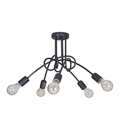 Light-Home Edison Deckenbeleuchtung Lampen Deckenlampen - Deckenlampe Industrial für Wohnzimmer Schlafzimmer und Esszimmer aus Metall - Pendelleuchte 5-Flammig - Graphit von Light Home LH