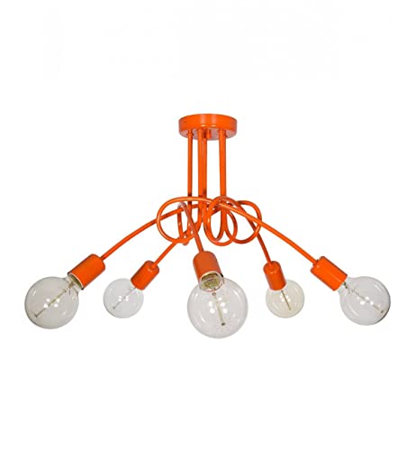 Light-Home Edison Deckenbeleuchtung Lampen Deckenlampen - Deckenlampe Industrial für Wohnzimmer Schlafzimmer und Esszimmer aus Metall - Pendelleuchte 5-Flammig - Orange von Light Home LH