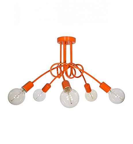 Light-Home Edison Deckenbeleuchtung Lampen Deckenlampen - Deckenlampe Industrial für Wohnzimmer Schlafzimmer und Esszimmer aus Metall - Pendelleuchte 5-Flammig - Orange von Light Home LH