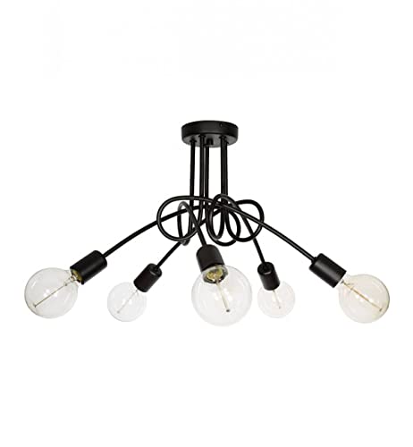 Light-Home Edison Deckenbeleuchtung Lampen Deckenlampen - Deckenlampe Industrial für Wohnzimmer Schlafzimmer und Esszimmer aus Metall - Pendelleuchte 5-Flammig - Schwarz von Light Home LH