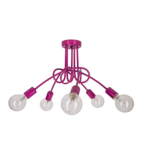 Light-Home Edison Deckenbeleuchtung Lampen Deckenlampen - Deckenlampe Industrial für Wohnzimmer Schlafzimmer und Esszimmer aus Metall - Pendelleuchte 5-Flammig - Violett von Light Home LH