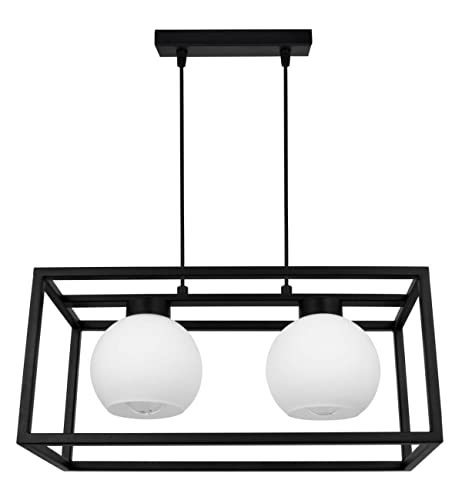 Light-Home Eliza Cage Hängelampe - Deckenlampe für Wohnzimmer Schlafzimmer und Esszimmer- Pendelleuchte aus Metall und Glas - E27-2-Flammig von Light Home LH