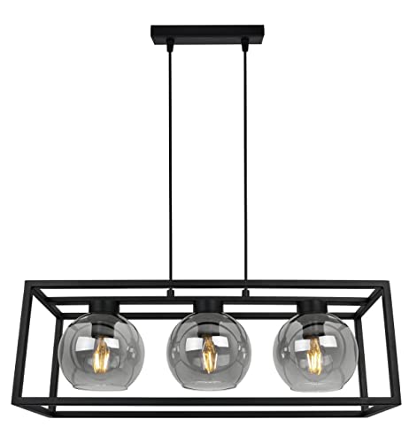 Light-Home Haga Cage Hängelampe - Deckenlampe für Wohnzimmer Schlafzimmer und Esszimmer- Pendelleuchte aus Metall und Glas - E27 - Graphit - 3-Flammig von Light Home LH