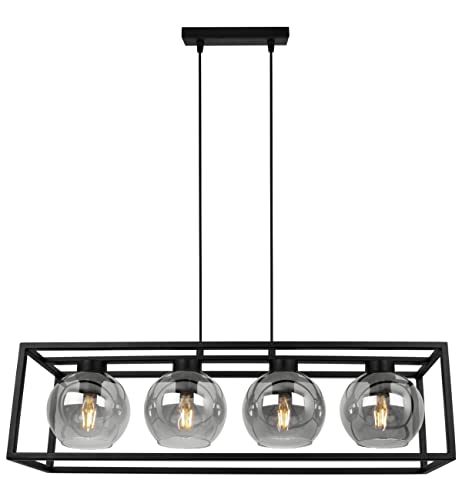 Light-Home Haga Cage Hängelampe - Deckenlampe für Wohnzimmer Schlafzimmer und Esszimmer- Pendelleuchte aus Metall und Glas - E27 - Graphit - 4-Flammig von Light Home LH