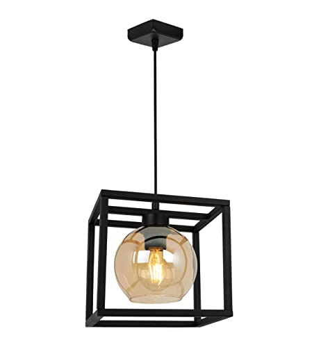 Light-Home Haga Cage Hängelampe - Deckenlampe für Wohnzimmer Schlafzimmer und Esszimmer- Pendelleuchte aus Metall und Glas - E27 - Honig - 1-Flammig von Light Home LH