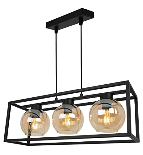 Light-Home Haga Cage Hängelampe - Deckenlampe für Wohnzimmer Schlafzimmer und Esszimmer- Pendelleuchte aus Metall und Glas - E27 - Honig - 3-Flammig von Light Home LH