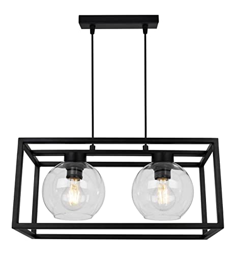 Light-Home Haga Cage Hängelampe - Deckenlampe für Wohnzimmer Schlafzimmer und Esszimmer- Pendelleuchte aus Metall und Glas - E27 - Transparent - 2-Flammig von Light Home LH