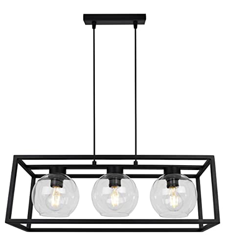 Light-Home Haga Cage Hängelampe - Deckenlampe für Wohnzimmer Schlafzimmer und Esszimmer- Pendelleuchte aus Metall und Glas - E27 - Transparent - 3-Flammig von Light Home LH