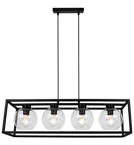 Light-Home Haga Cage Hängelampe - Deckenlampe für Wohnzimmer Schlafzimmer und Esszimmer- Pendelleuchte aus Metall und Glas - E27 - Transparent - 4-Flammig von Light Home LH