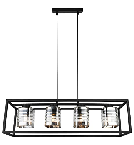 Light-Home Helix Cage Hängelampe - Deckenlampe für Wohnzimmer Schlafzimmer und Esszimmer- Pendelleuchte aus Metall und Glas - E27-4-Flammig von Light Home LH