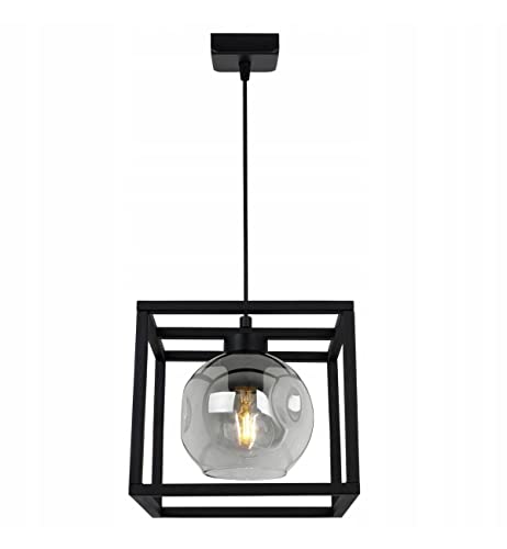 Light Home LHLight-Home Helix Cage Hängelampe - Deckenlampe für Wohnzimmer Schlafzimmer und Esszimmer- Pendelleuchte aus Metall und Glas - E27 - Graphit - 1-Flammig von Light Home LH