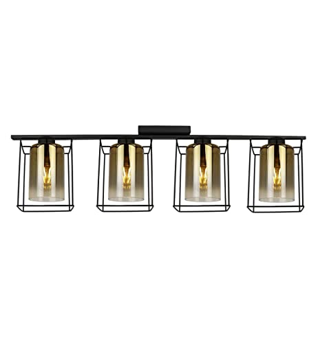 Light-Home Hella Cage Hängelampe - Deckenlampe für Wohnzimmer Schlafzimmer und Esszimmer- Pendelleuchte aus Metall und Glas - E27 - Gold - 4-Flammig von Light Home LH