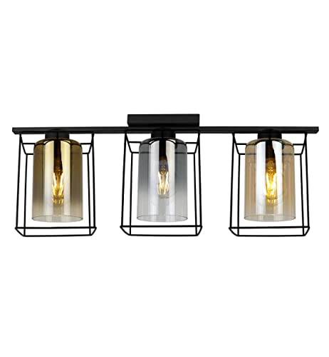 Light-Home Hella Cage Hängelampe - Deckenlampe für Wohnzimmer Schlafzimmer und Esszimmer- Pendelleuchte aus Metall und Glas - E27 - Mix - 3-Flammig von Light Home LH